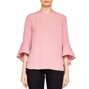 Ted Baker Pink Juula Waterfall Sleeve Top Medium